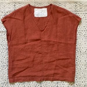 NotPerfectLinen boxy Malta top XS redwood